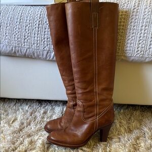 Brown Leather Knee-High Boots